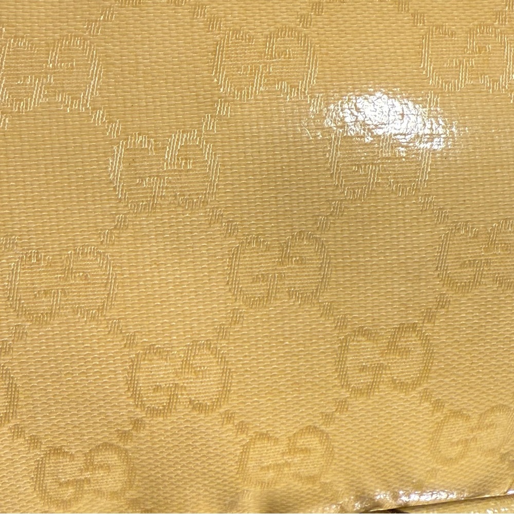 Early Vintage Gucci Shoulder Bag Coated Canvas Monogram Tan Leather Crossbody - Picture 10 of 16